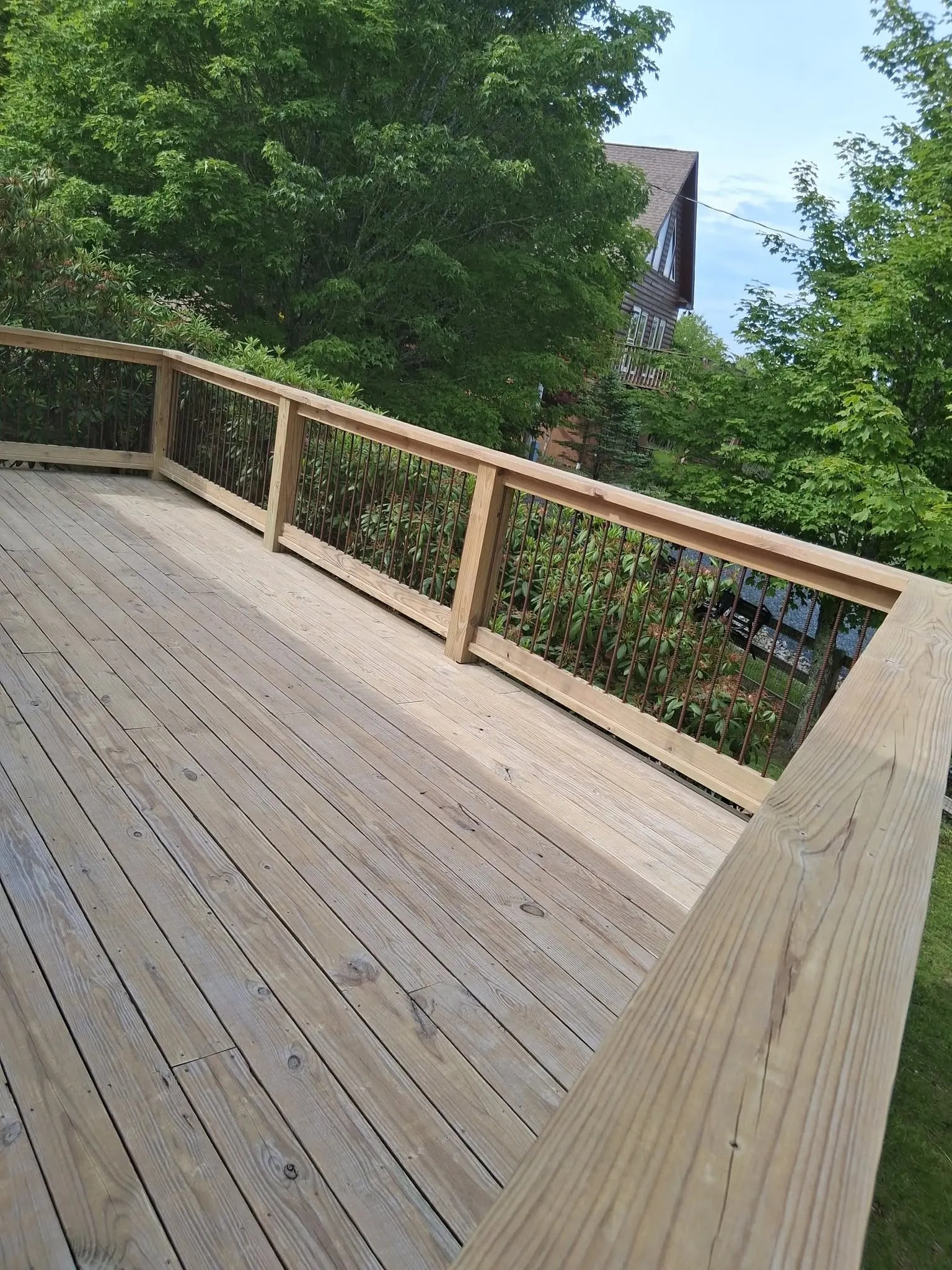 New unstained deck construction before staining near Swannanoa NC